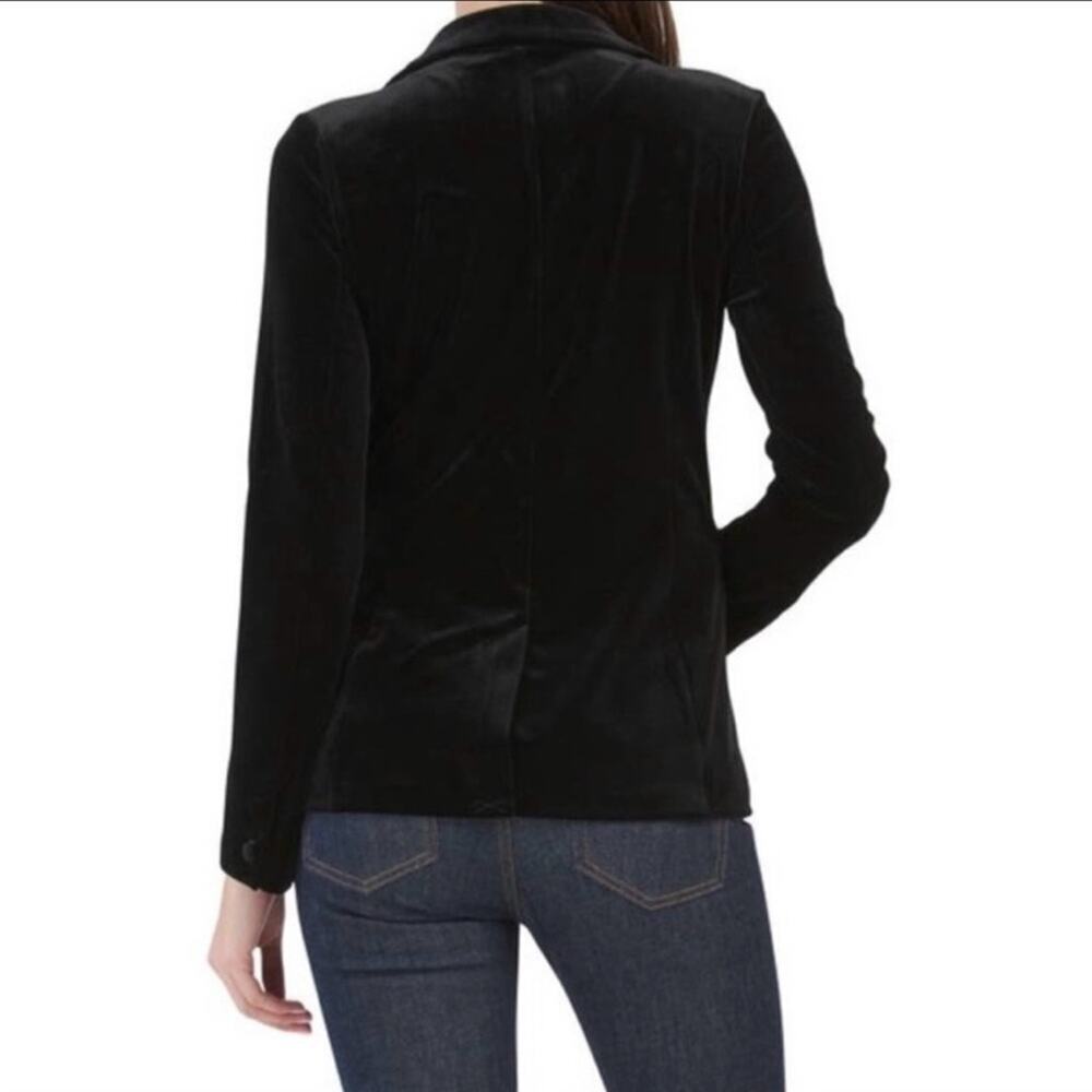 Tahari Black Velvet Stretch One Button Blazer Medium Holiday Evening Jacket - Picture 3 of 11